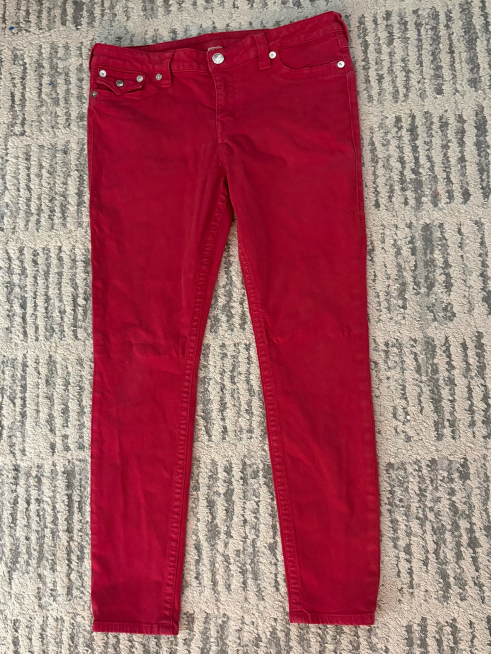 True religion red super skinny straight jeans denim pants size 33 - Picture 2 of 7